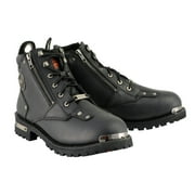 Milwaukee Leather MBM103 Men's Black Leather Lace-Up Motorcycle Boots w/ Dual Side Zipper Entry 9.5