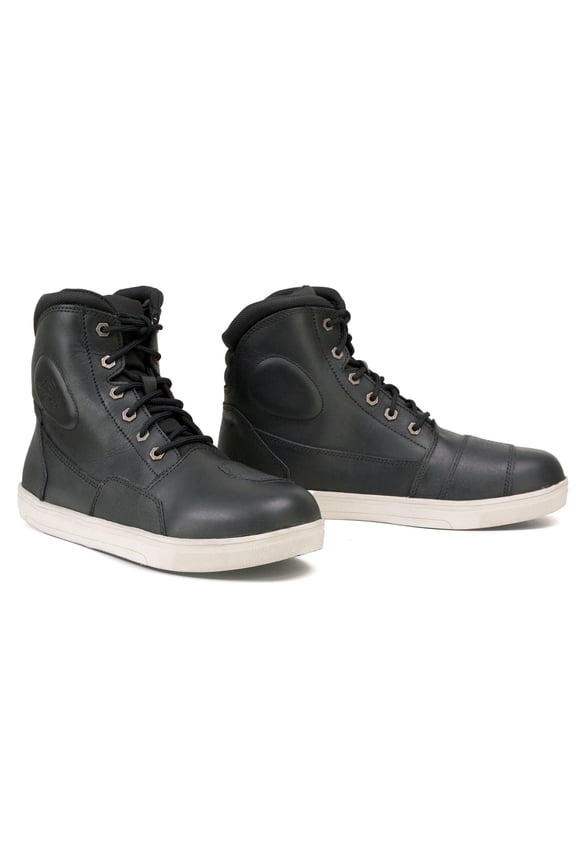 MBM9002 Men's Black Leather Reinforced Street Biker Riding Shoes w/ Shift Protect Ankle Support 13