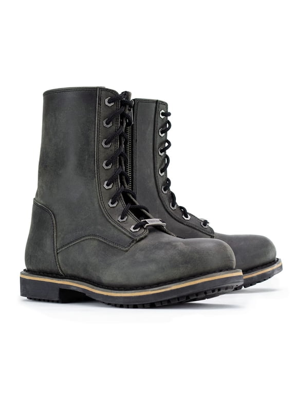 MBM9065 Men's Antique Black Lace-Up High-Rise Boots 9.5