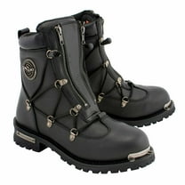 Milwaukee Leather MBM9075 Men's Black Leather 6-inch Plain Toe Dual Zipper Motorcycle Rider Boots 14