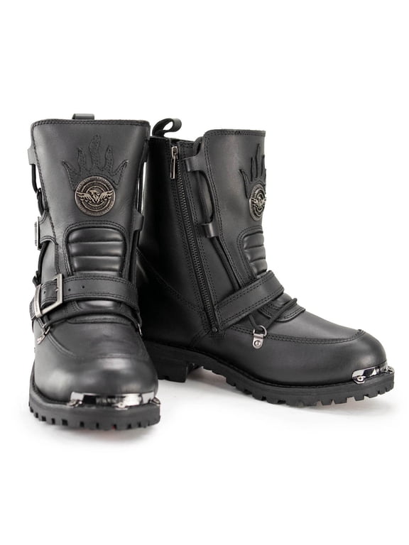 MBM9076 Men’s Black Tactical Logger Leather Boots with Buckle Enhancement 15