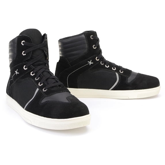 Milwaukee Leather MBM9101 Men's Black Leather and Suede Reinforced Street Riding Shoes with Ankle Support 10