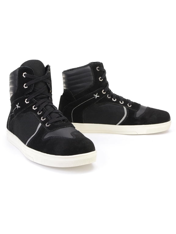 MBM9101 Men's Black Leather and Suede Reinforced Street Riding Shoes with Ankle Support 11