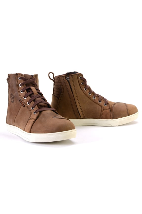MBM9113 Men's Brown Waterproof Leather Motorcycle Reinforced Riding Shoes w/ Ankle Support 7