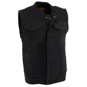 Milwaukee Leather MDM3000 Men's 'Brute' Snap Black Denim Club Style Vest w/ Hidden Zipper 10X-Large