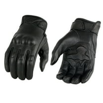 Milwaukee Leather MG7501 Men's Black Leather i-Touch Screen Compatible Gel Palm Motorcycle Gloves W/ Protective Knuckle Small