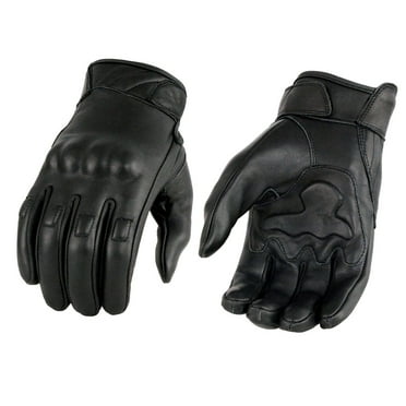 Milwaukee Leather MG7501 Men's Black Leather i-Touch Screen Compatible Gel Palm Motorcycle Gloves W/ Protective Knuckle Small