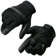 Milwaukee Leather MG7503 Mens Black Leather i-Touch Screen Compatible Mesh Racing Motorcycle Hand Gloves W/ Reflector Large