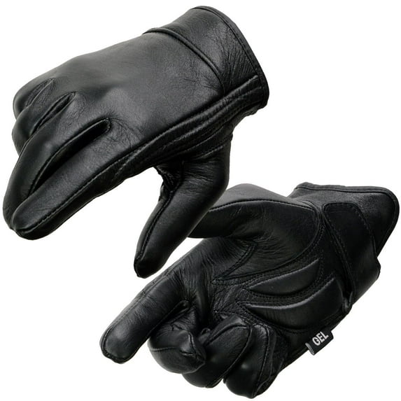 Milwaukee Leather MG7510 Men's Black Leather Gel Padded Palm Short Wrist Motorcycle Hand Gloves W/ ‘Full Panel Cover’ X-Small