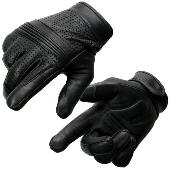Milwaukee Leather MG7516 Men's Black Leather ’I - Touchscreen Compatible’ Gel Palm Motorcycle Hand Gloves W/ Flex Knuckles XX-Large