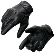 Milwaukee Leather MG7521 Mens Black Leather Gel Padded Palm Motorcycle Hand Gloves W/ Rubberized Protective Knuckle Large