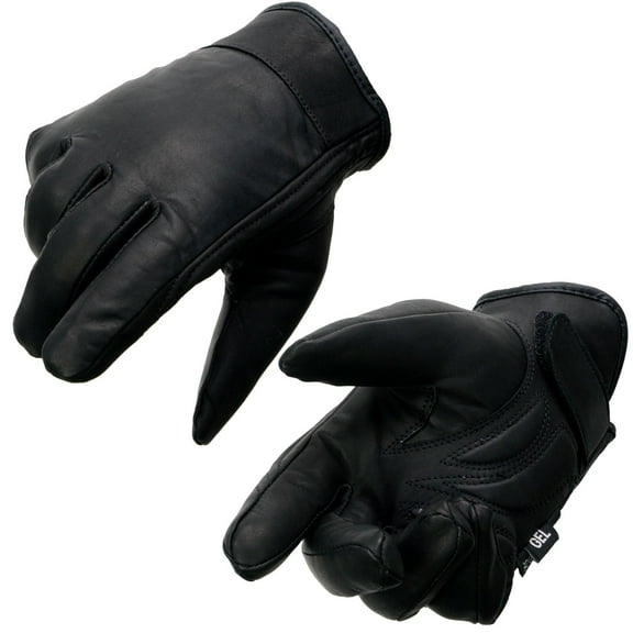 Milwaukee Leather MG7522 Men's Black Leather Waterproof Cruiser Motorcycle Hand Gloves W/ Gel Padded Palm Medium