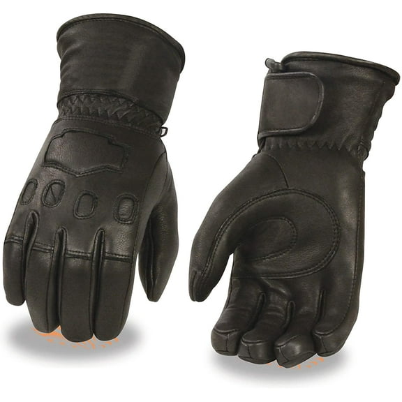 Milwaukee Leather MG7534 Men's Black Deerskin Gauntlet Gloves with Cinch Wrist Large