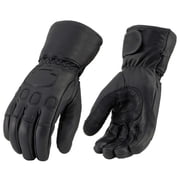 Milwaukee Leather MG7534 Men's Black Deerskin Gauntlet Motorcycle Gloves w/ Wrist Strap & Cinch Closure X-Small