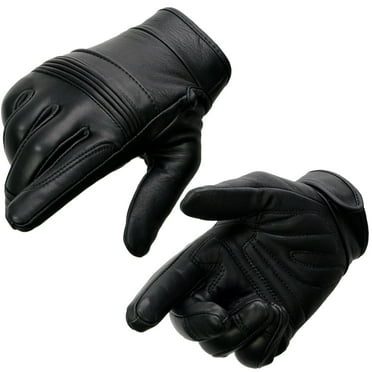 Milwaukee Leather MG7535 Men's Black Leather with Gel Palm Motorcycle Hand Gloves w/ Flex Knuckles XX-Large