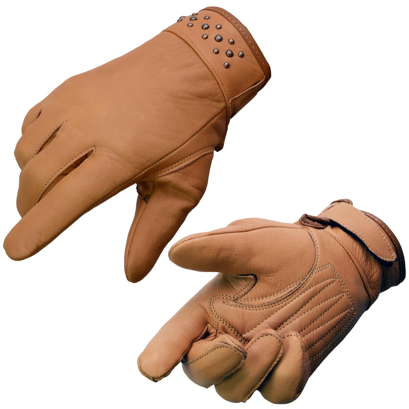 Milwaukee Leather MG7760 Women's Saddle Leather Gel Palm Lightweight Motorcycle Hand Gloves W/ Stylish Wrist Detailing Small