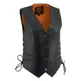 thumbnail image 1 of Milwaukee Leather ML1254 Women's Black Premium Leather Side Lace Motorcycle Rider Vest w/ Milwaukee Leather Logo Snaps Closure 2X-Large, 1 of 10