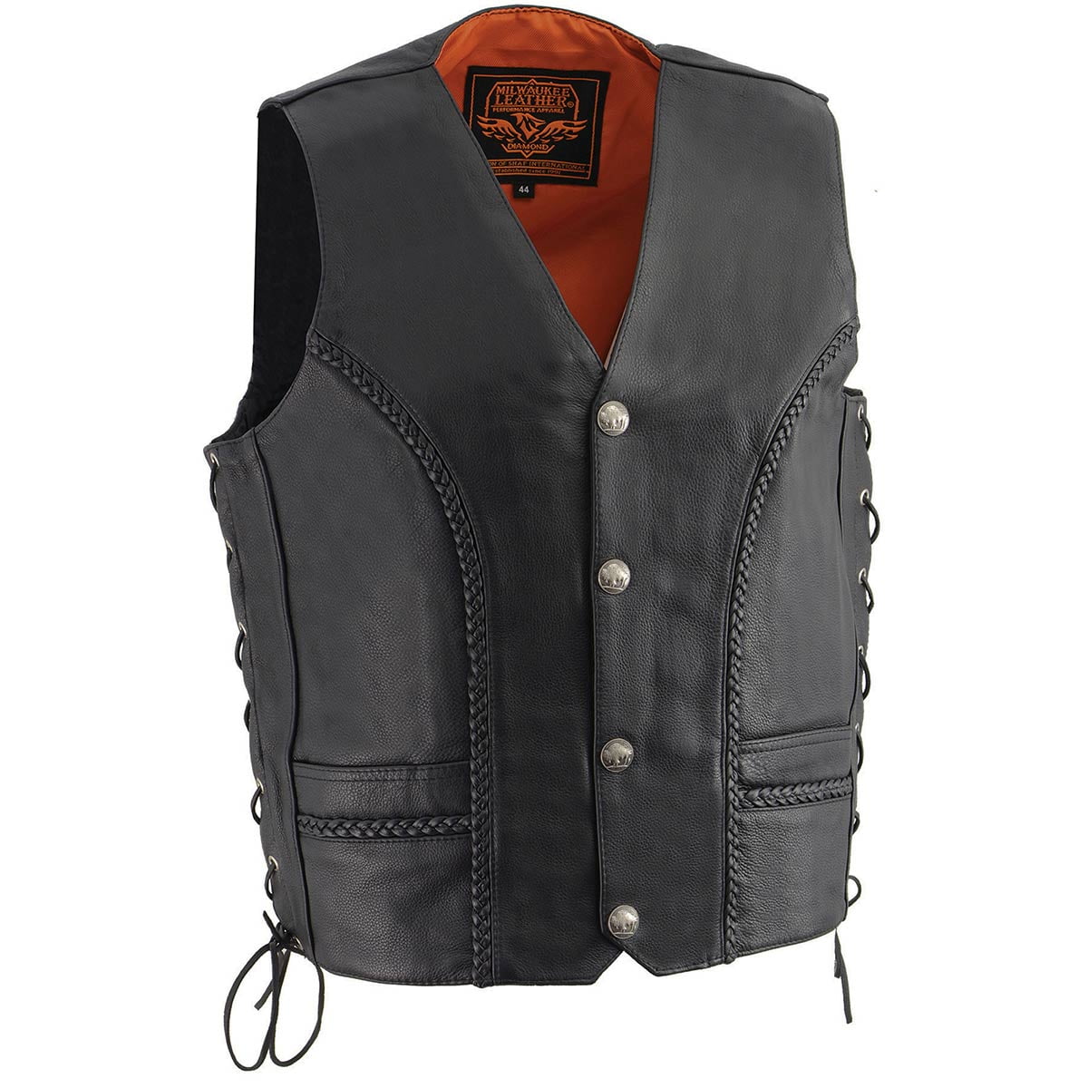 Milwaukee Leather Herren Lederjacke 'Road Racer' – Aus 1,3 Mm Rindsleder, Schwarz, Mit Herausnehmbarem Futter | Made In USA