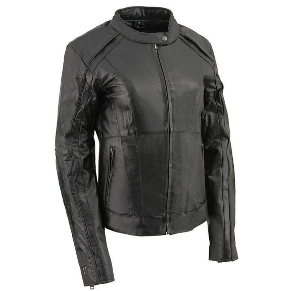 Milwaukee Leather ML1952 Women's Black 'Embroidered Wing and Stud Design' Leather Scooter Jacket 2X-Large