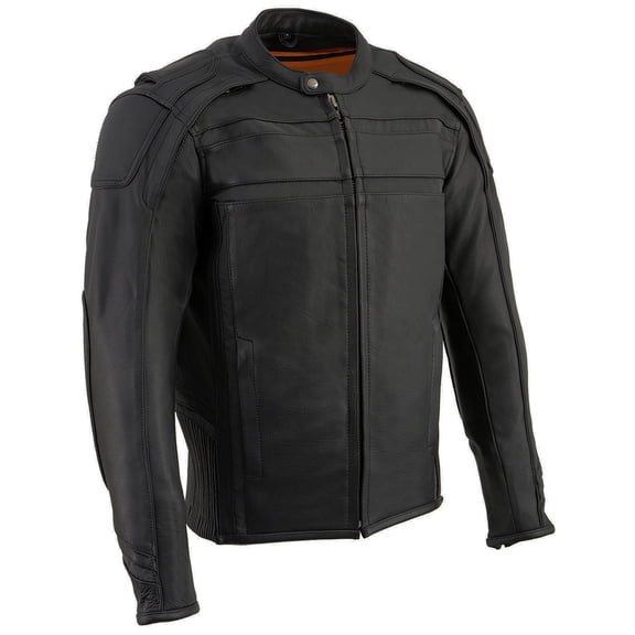 Milwaukee Leather ML2083 Men's Black Premium Leather Vented Motorcycle Rider Jacket w/ Reflective Piping 4X-Large
