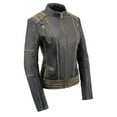 thumbnail image 1 of Milwaukee Leather MLL2527 Women's 'Elegant' Distressed Brown Detail Laced Leather Jacket X-Small, 1 of 10