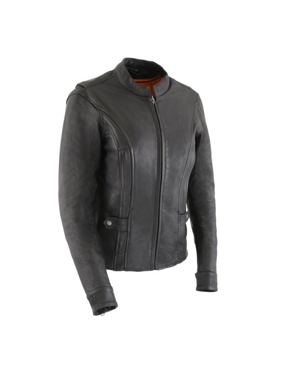 MLL2530 Women's Vented Black Leather Scooter Jacket 5X-Large