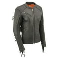 thumbnail image 1 of Milwaukee Leather MLL2565 Women's Black Fringed Lightweight Leather Racer Motorcycle Jacket Small, 1 of 8