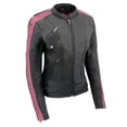 thumbnail image 1 of Milwaukee Leather MLL2571 Womens Black and Pink 'Crinkled Arm' Lightweight Racer Jacket X-Large, 1 of 9
