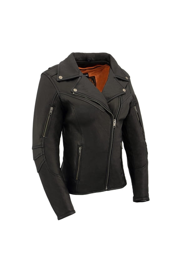 MLL2581 Women's Black 'Classic' Leather Lightweight Long Length Vented Jacket 2X-Large