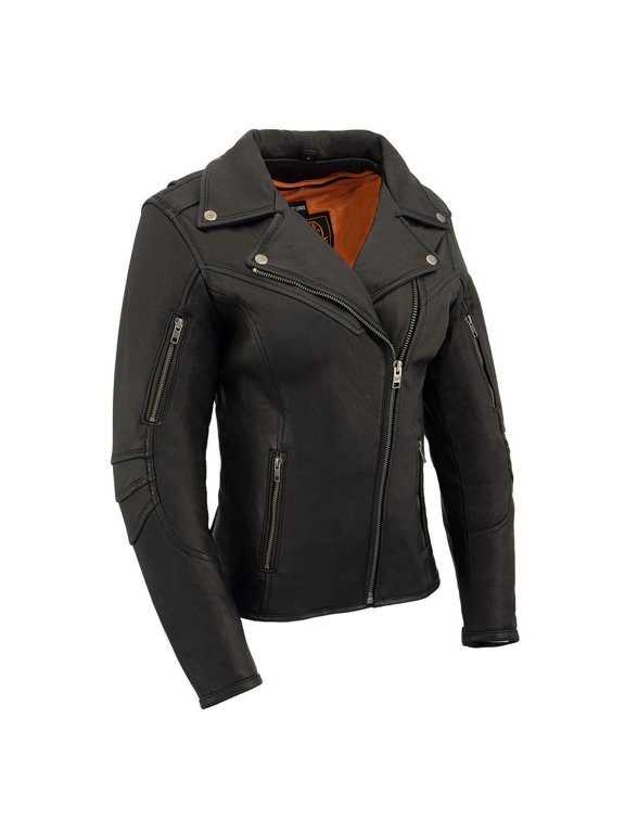MLL2581 Women's Black 'Classic' Leather Lightweight Long Length Vented Jacket 4X-Large