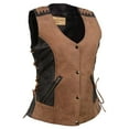 thumbnail image 1 of Milwaukee Leather Women's MLL4509 Smoocher Two Tone Crazy Horse Brown and Black Leather Club Style Motorcycle Vest Small, 1 of 10