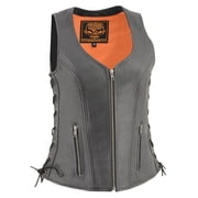 Milwaukee Leather MLL4532 Womens Side Laced Premium Black Leather Motorcycle Rider Vest w/ Cool-Tec Leather Treatement Medium