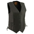 thumbnail image 1 of Milwaukee Leather MLL4560 Women's Black Premium Leather Classic Braided Side Lace Deep V-Neck Motorcycle Rider Vest 3X-Large, 1 of 9