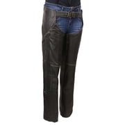 Milwaukee Leather MLL6516 Women's Classic Black Rub-Off Low Rise Premium Leather Chaps 2X-Large