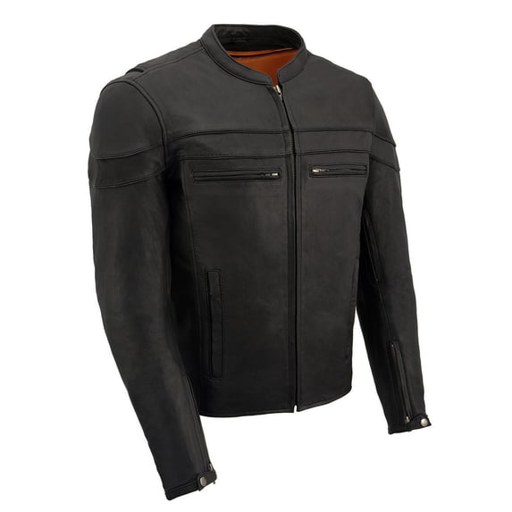 Milwaukee Leather MLM1525 Men's ‘Crossover’ Black Leather Lightweight MC Jacket 6X-Large