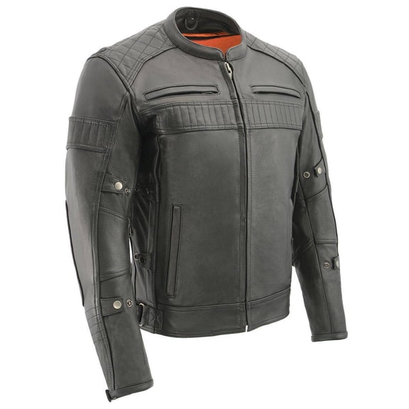 Milwaukee Leather MLM1545 Men's Quilted Pattern Triple Vent Black Leather Scooter Jacket 2X-Large