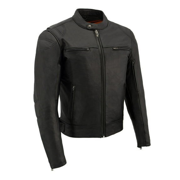 Milwaukee Leather MLM1560 Men's Black Long Body and Vented Motorcycle Leather Jacket Large