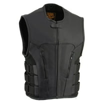Milwaukee Leather MLM3500 Men's Swat Style Rider Leather Vest w/ Single Panel Back for Club Patches 5X-Large