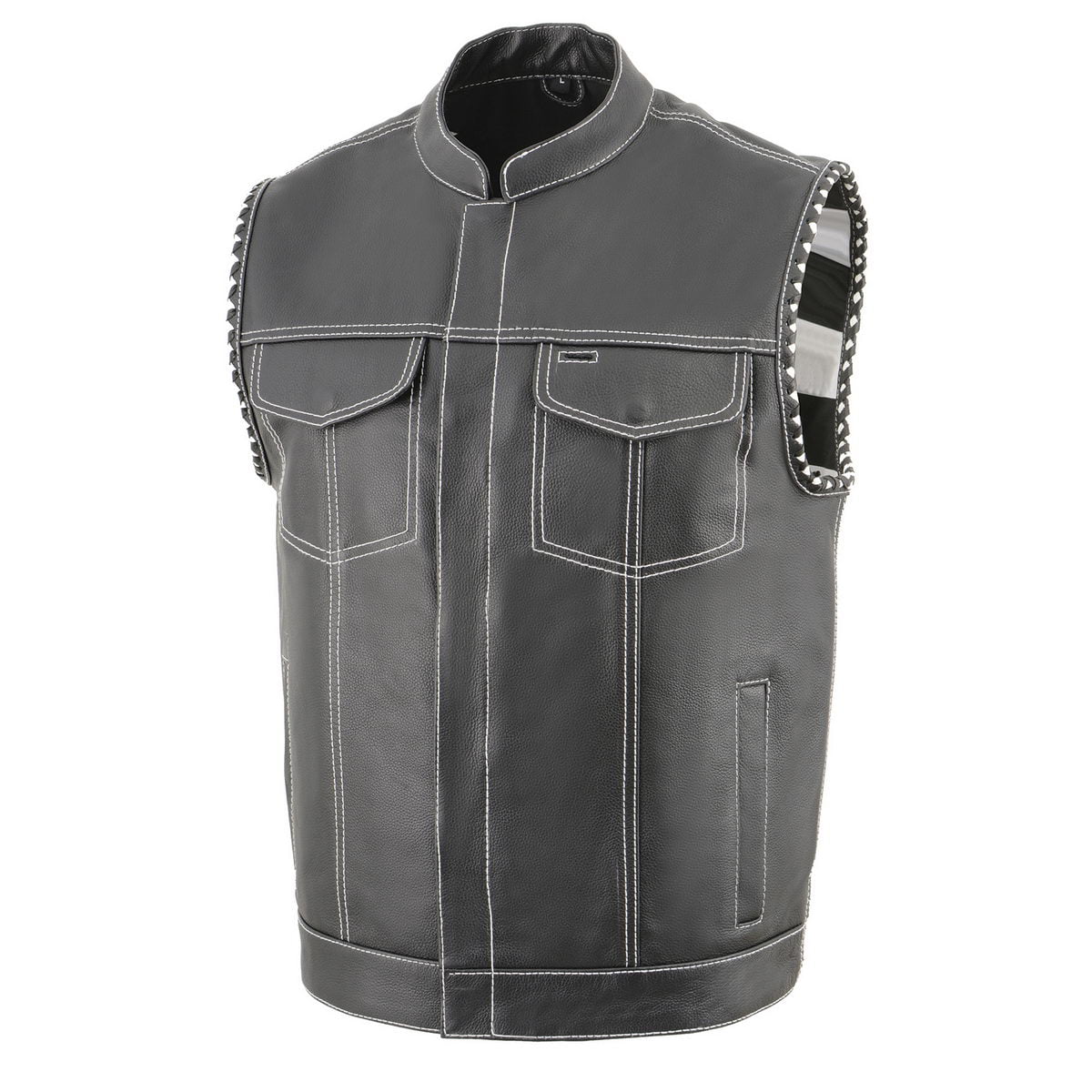 Milwaukee Leather Men's Collarless Snap/Zip Front Club Vest - My
