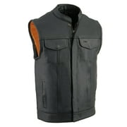 Milwaukee Leather Mens MLM3514 Black Premium Dual Closure Club Style Motorcycle Vest w/ Cool-Tec Leather Treatment Large