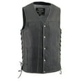thumbnail image 1 of Milwaukee Leather MLM3521 Men's Distress Grey Leather Vest - V-Neck Straight Bottom Side Lace Motorcycle Rider Vest 5X-Large, 1 of 7