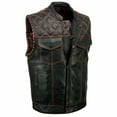 thumbnail image 1 of Milwaukee Leather MLM3527 Men's Black 'Paisley' Accented w/ Red Stitching Leather Vest – W/ Armhole Trim 2X-Large, 1 of 9