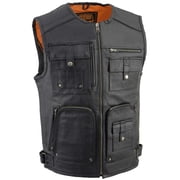 Milwaukee Leather MLM3580 Mens Black  Super Utility-Multi Pocket Vest  Motorcycle Biker Leather Vest 2X-Large