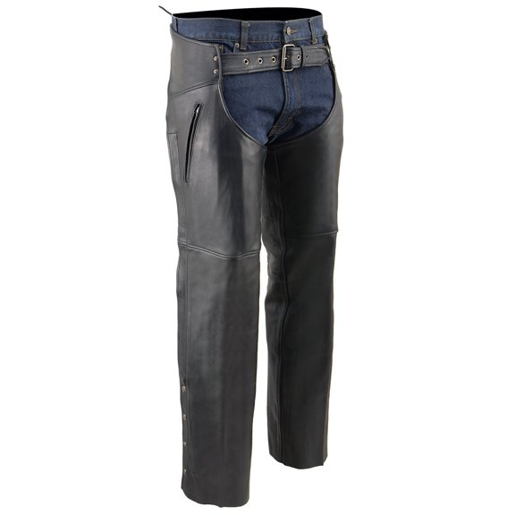 Milwaukee Leather MLM5502 Men's Black Premium Leather Motorcycle Rider Chaps w/ Cool-Tec Leather Treatment 2X-Small