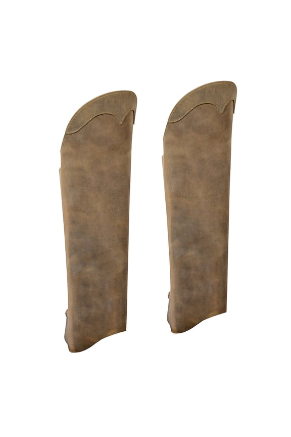 MLM5555 Unisex Distress Brown Leather Half Motorccyle Riding Chaps with Back Zipper Medium