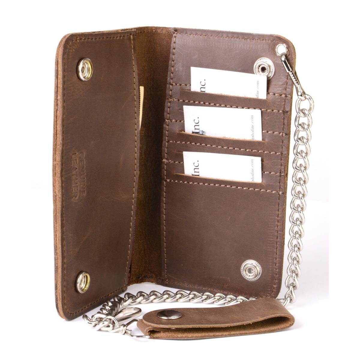 Milwaukee Leather Men s Genuine Leather Bi Fold Biker Wallet w Anti Theft Stainless Steel Chain 8 Inch Walmart