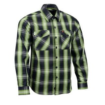 Milwaukee Leather MNG11657 Men's Black and Green with White Long Sleeve Cotton Flannel Shirt 4X-Large