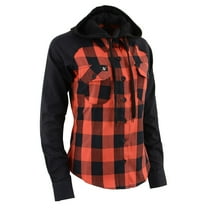 Milwaukee Leather MNG21602 Women's Casual Black and Red Long Sleeve Cotton Flannel Shirt with Hoodie Small