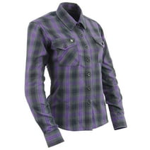 Milwaukee Leather MNG21603 Women's Casual Black with Purple Long Sleeve Casual Cotton Flannel Shirt Medium