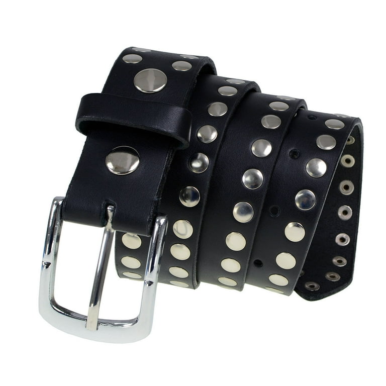 Milwaukee Leather MP7100 Men's Studded Black Genuine Leather Belt for Biker  with Buckle - 1.5 inches Wide X-Large 